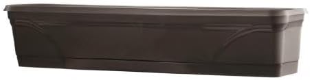 Southern Patio 36 Inch Rectangular Indoor Outdoor Medallion Hanging Windowsill Garden Box Planter, Black (2 Pack)
