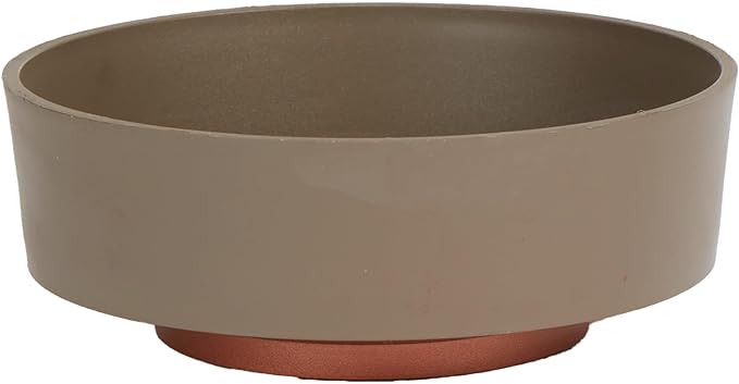 The HC Companies 8 Inch Round Plastic Succulent Capri Bowl 8"x8"x3" in Artisan Taupe with Copper Bottom Color