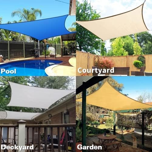 KANAGAWA 10'X22' Sand Custom Size Sun Shade Sail Rectangle UV Block Canopy Cover for Patio Backyard Lawn Garden Outdoor (Customized Available)