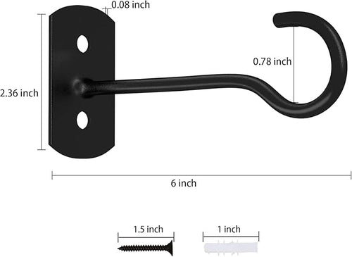 16Pcs 6in Plant Hooks,Ceiling Hooks for Hanging Plants,Decoration Wall Hook Black