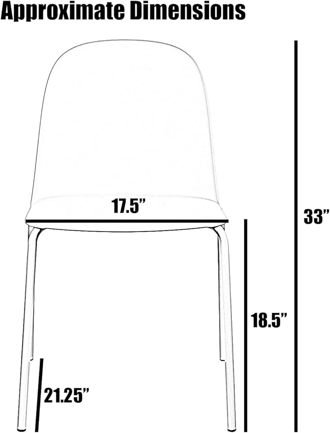 2xhome Modern Stackable Armless Dining Chair | Plastic Shell Seat with Metal Legs | Indoor or Outdoor Use | Home Kitchen Patio (4, Grey, No Padding)