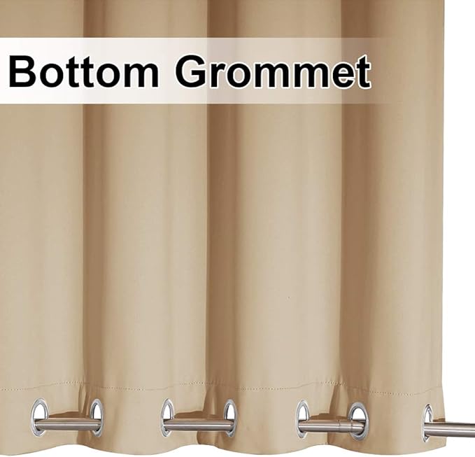 NICETOWN Waterproof Patio Outdoor Curtain and Drape, Extra Wide and Long W100 x L95, Thermal Insulated Top and Bottom Grommet Keep Sun & Rain Out Public Divider for Porch, Biscotti Beige, 1 Panel