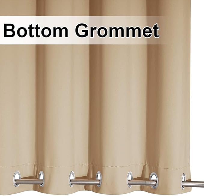 NICETOWN 2 Panels Outdoor Curtains for Patio Waterproof, Rustproof Grommet Top & Bottom Weighted Outdoor Drapes Windproof Thermal Insulated for Balcony/Cabana, Biscotti Beige, W84 x L108