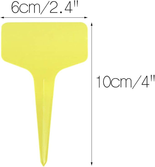 100 Pcs 6 x10cm Plastic Plant T-Type Tags Yellow Nursery Garden Labels