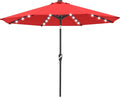 ABCCANOPY Durable Solar Led Patio Umbrellas with 32LED Lights 11FT（Red）