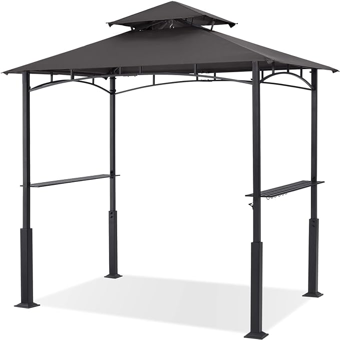 ABCCANOPY 8x5 Grill Gazebo - Outdoor BBQ Canopy Shelter with Led Light for Patio Backyard Grilling (Dark Grey)