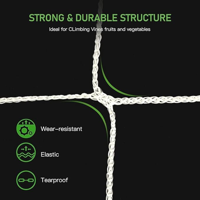 Trellis Netting, CANAGROW Heavy-Duty Garden Plant Trellis Netting for Climbing Plants, Outdoor Indoor Grow Net for Beans Tomatoes Peas Pumpkin Flowers, 𝟔 𝐱 𝟏𝟓𝐟𝐭, Pack of 4