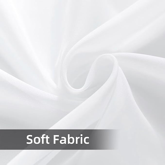 SpaceDresser Waterproof Outdoor Sheer Curtains for Patio - 4 Panels Rod Pocket Indoor Voile Sheer Curtain for Living Room,52W x 96L inch, White
