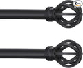 Curtain Rods for Windows 28 to 60 Inch - 2 Pack 5/8” Black Metal Heavy Duty - Decorative Window Small Curtains Rod with Brackets for Kitchen, Bathroom, Sliding Cafe Drapery Rods Door