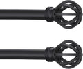 Curtain Rods for Windows 48 to 84, 2 Pack 5/8 Inch Black Heavy Duty Metal Curtain Rods Set - Rustic Decorative Drapery Rods with Brackets for Farmhouse, Bedroom