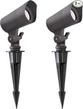 E ENERGETIC LIGHTING LED Landscape Lights with Connectors, 12V Low Voltage, Warm White 3000k, 4W, 175LM, Outdoor Waterproof Garden Pathway Lights Wall Tree Flag Spotlights with Spike Stand, 2 Pack