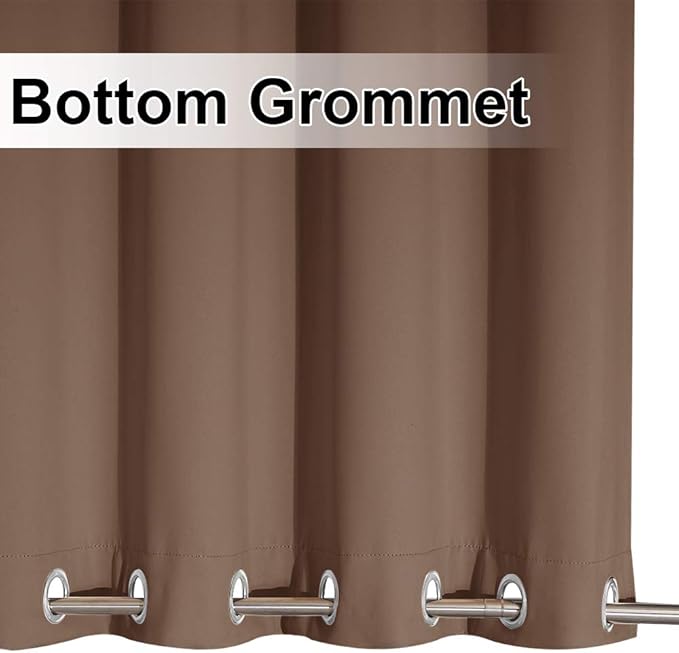 NICETOWN Waterproof Weighted Outdoor Curtains Grommet Top & Bottom 2 Panels, Fixed Wind-Break Keep Warm Outdoor Patio Curtains Blackout Thermal Insulated Drapes for Perogola, Tan, W84 x L84