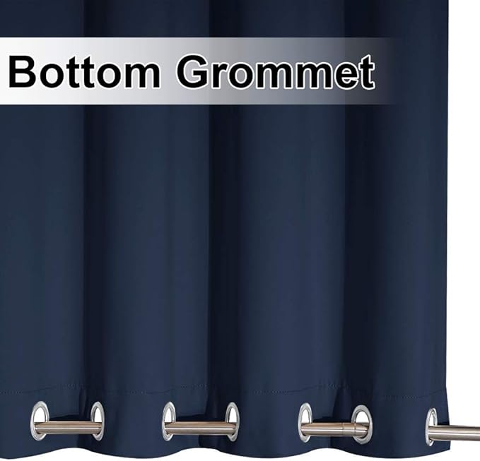 NICETOWN Outdoor Curtain for Patio Waterproof Extra Long 120", Windproof Thermal Insulated Top and Bottom Stainless Steel Grommets Blackout Outdoor Drape for Arbor, Navy Blue, 1 Piece, 52" Wide
