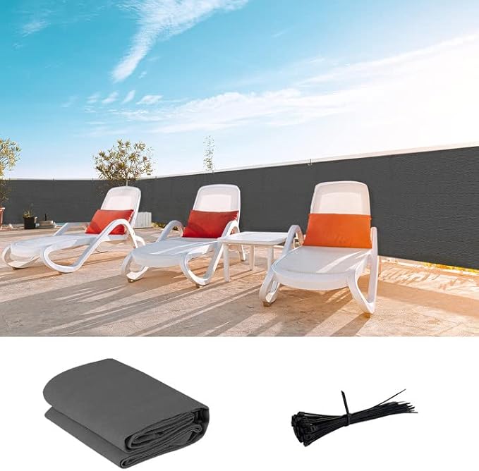 LOVE STORY Custom Size 3.3'x11' Dark Grey Balcony Privacy Screen,UV Block Privacy Fence Screen,90% Shield for Outdoor Pool Garden Apartment Railing