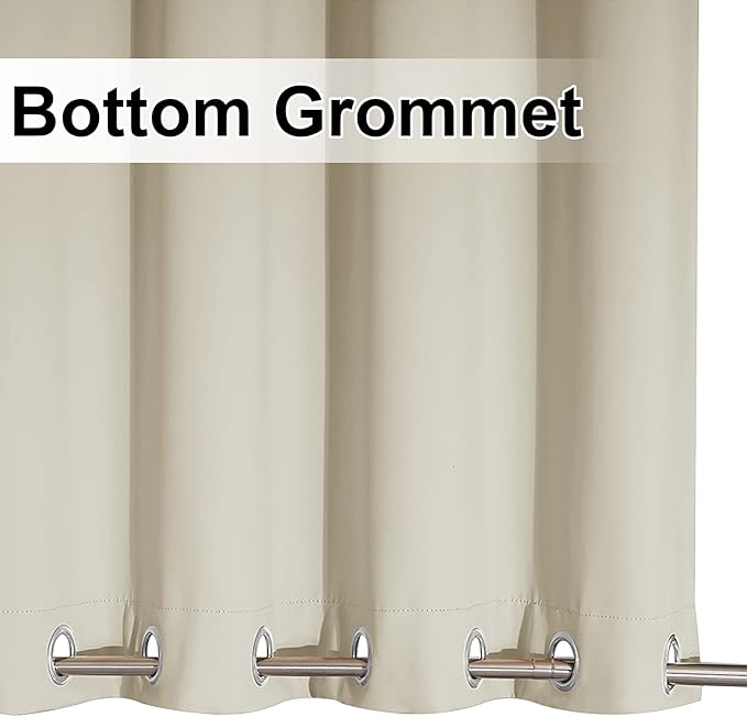 NICETOWN Outdoor Curtain for Patio Waterproof & Windproof, Thermal Insulated Top and Bottom Fixed Rustproof Grommets Light Block Outdoor Curtain Drape for Pool, Beige, 1 Panel, W52 by L95