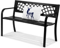 VEVOR Outdoor Bench, 46" Iron Steel Frame Garden Park Bench with Mesh Pattern and Plastic Backrest Armrests, Patio Bench for Garden, Park, Yard, Front Porch