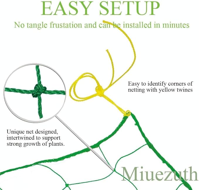 Trellis Netting for Climbing Plants - Heavy Duty Garden Trellis Netting for Cucumber, Vine, Fruits & Vegetables Tomato Plants Trellis Net, Climbing Vining Plants (2-Pack 32.8' x 6.6'Ft)