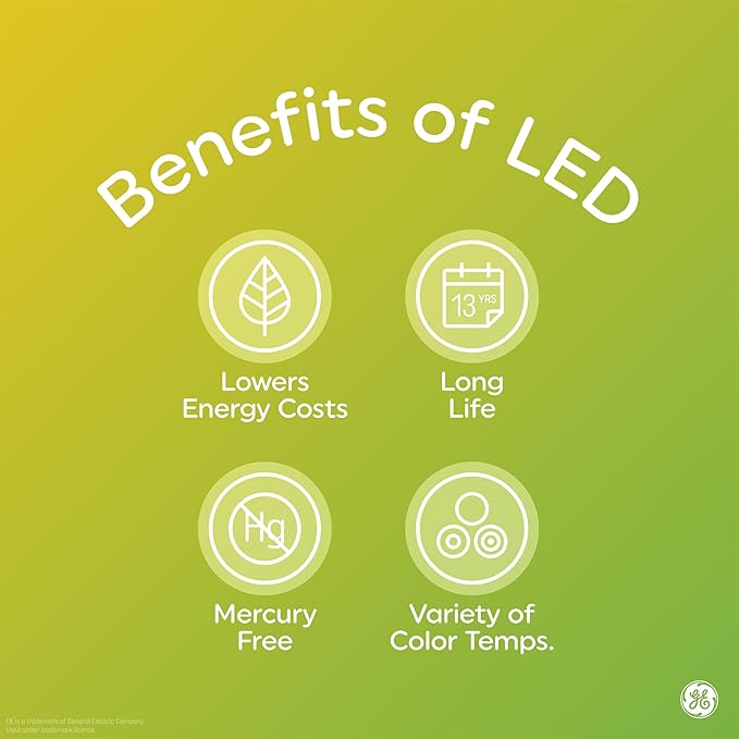 GE LED+ Dusk to Dawn A19 LED Light Bulbs, Automatic On/Off Outdoor Light, 8.5W, Soft White (3 Pack)
