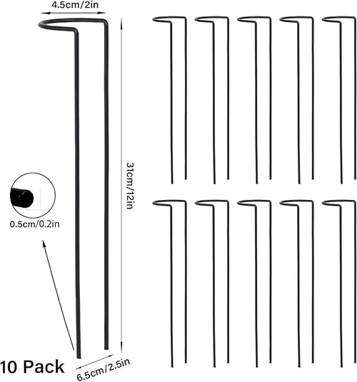 10-Pack Monstera Plant Support - 12 Inch Durable Iron U-Shaped Trellis Stakes for Indoor & Outdoor Medium-Sized Potted Plants - Perfect Stem Holder for Monstera & More