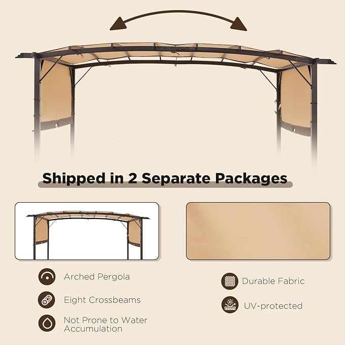 AECOJOY Pergola 9' x 12' Outdoor Pergolas, Pergolas and Gazebo Clearance, Retractable Metal Pergola with Sun Shade Canopy for Patio, Backyard, Garden
