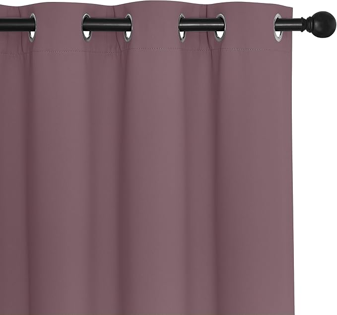 NICETOWN Blackout Window Curtain 90 inch Length - Room Darkening Thermal Insulated Grommet Large Window Treatment Light Blocking for Bedroom/Doorway (Dry Rose, 1 Panel, W52 x L90)