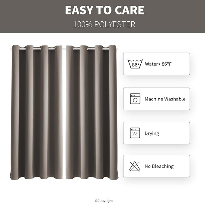 DIVA EN CAMINO DEC Outdoor Indoor Curtains W52 x L108 for Patio - Weather-Resistant Window Panels Privacy Protect Grommet Top Thermal Insulated Home Curtain for Porch Pergola Garden (Taupe, 2 Panels)