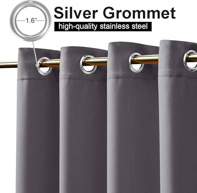NICETOWN Outdoor Curtains for Patio W100 x L84 inch 2 Pieces, Sun Blocking Screen Shades 100% Privacy for Garage Window Patio Door Pergola Pool Hut, Weatherproof Blinds for All Season, Grey