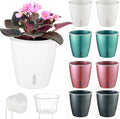 8-Pack 5 Inch Self Watering Pots, Indoor Planter with Indicator, Transparent Wick Pot for Orchids, Small African Violet Pot, for Plants