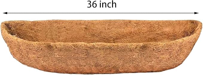 2 Pcs Garden Coconut Planter Liner - Preformed Window Box Natural Trough Coco Coir Mats (36 Inch)