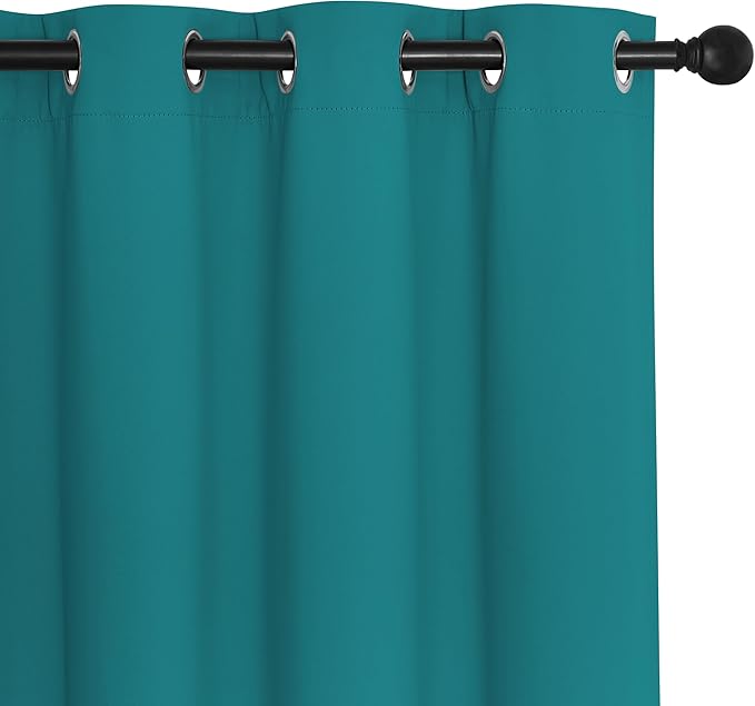 NICETOWN Blackout Patio Curtains 100 x 144 Inches Long for Sliding Door Extral Wide Blackout Curtain Panels Thermal Insulated Room Divider - Grommet Top, 100" W x 144" L, 1 Panel, Peacock Teal