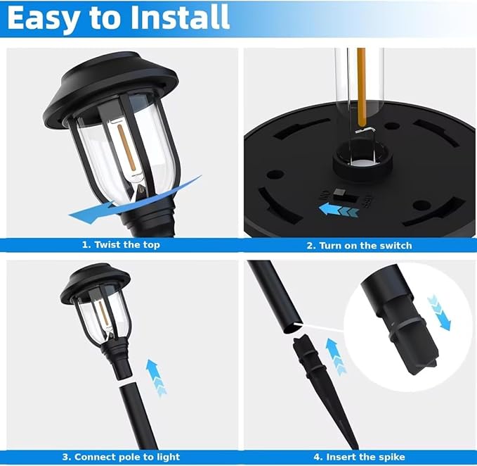12 Pack Solar Pathway Lights Outdoor, Dusk to Dawn Solar Lights Outdoor Waterproof,Solar Garden Lights Solar Powered, Landscape Lighting for Yard Walkway Driveway Path Warm White