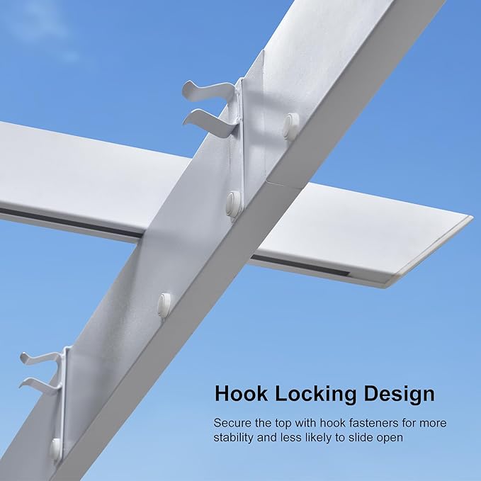 PURPLE LEAF Outdoor Retractable Pergola with Curtains 10' x 10' White Patio Aluminum Pergola with Sun Shade Canopy for Backyard Deck Garden Modern Metal Pergola, Gray