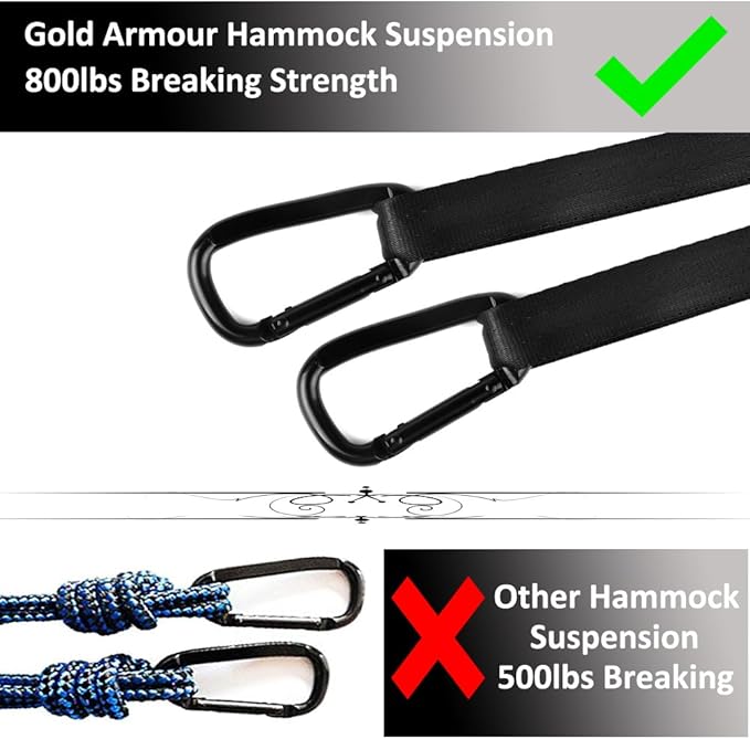 Gold Armour Camping Hammock - XL Double Hammock Portable Hammock Camping Accessories Gear for Outdoor Indoor with Tree Straps, USA Based Brand (Turquoise and Seafoam)