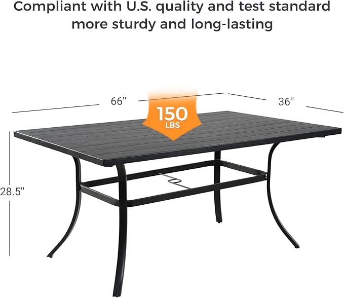 Grand patio 7-Piece Outdoor Dining Set, 6 Leather-Look Wicker Swivel Patio Chairs & 1 Rectangular Dining Table, Black