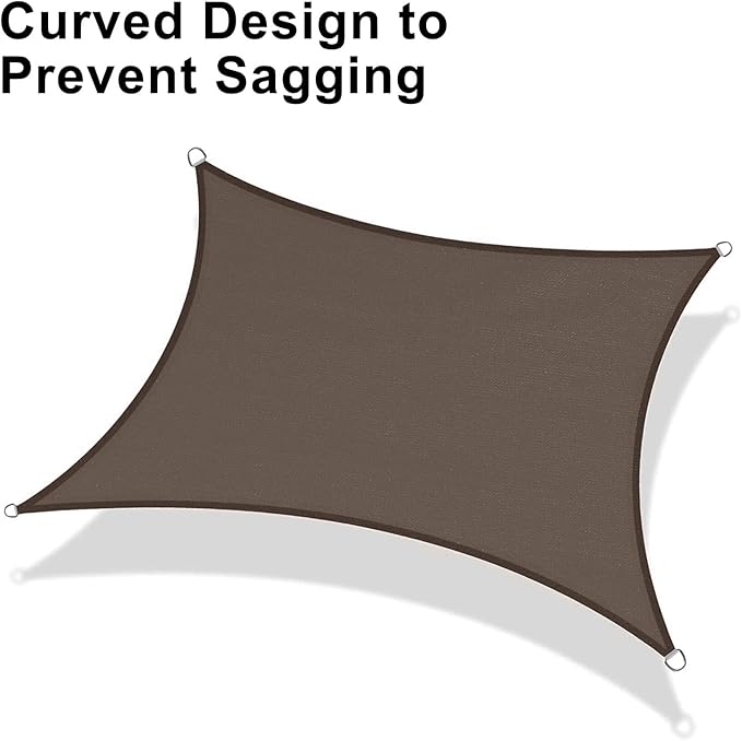 LOVE STORY Custom Size 5'x10' Brown Sun Shade Sail Rectangle UV Block Canopy Patio Sail Sunshades Fabric for Outdoor Garden Carport (We Make Custom Size)