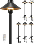 PARTPHONER Low Voltage Landscape Lighting 6-Pack, Aluminum 12V Pathway Lights with G4 Bulbs, Waterproof Stylish Matte Black Color Wired Path Lights with Connectors for Walkway Yard Garden