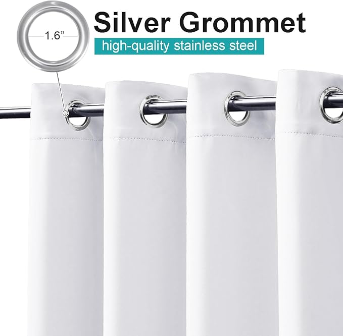 NICETOWN White Outdoor Curtains for Patio Waterproof 84 inches Long, 2 Panels Premium Thick Privacy Weatherproof Grommet Outside Deapes for Porch, Gazebo, 52W x 84L inch, Pure White