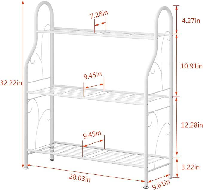 SORCEDAS Plant Stand Indoor Outdoor Plant Shelf 3 Tier Metal Corner Flower Stand Multiple Holder for Patio Garden Balcony Living Room, White