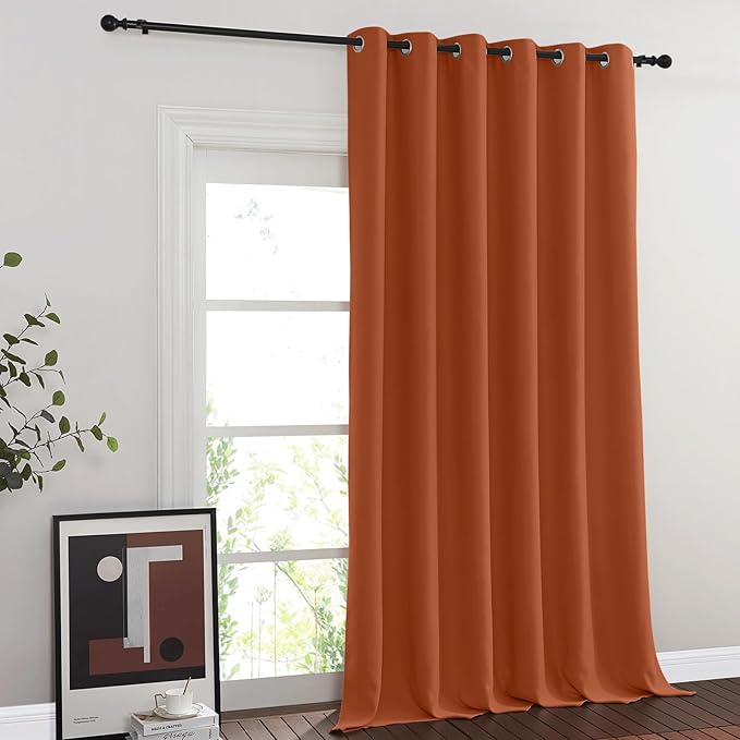 NICETOWN Blackout Curtains & Drapes - Privacy Thermal Efficiency Backdrop Curtains for Bedroom Room Divider Living Room Patio Sliding Glass Door, Wide 80 x Long 144 inch, Burnt Orange, 1 Panel