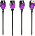 4 Pack Outdoor Solar Flame Light,Solar Lights Outdoor for Garden Decorations with Flickering Flame,IP65 Waterproof Solar Powered Yard Lights Torch Light for Lawn Patio Pathway (Purple)