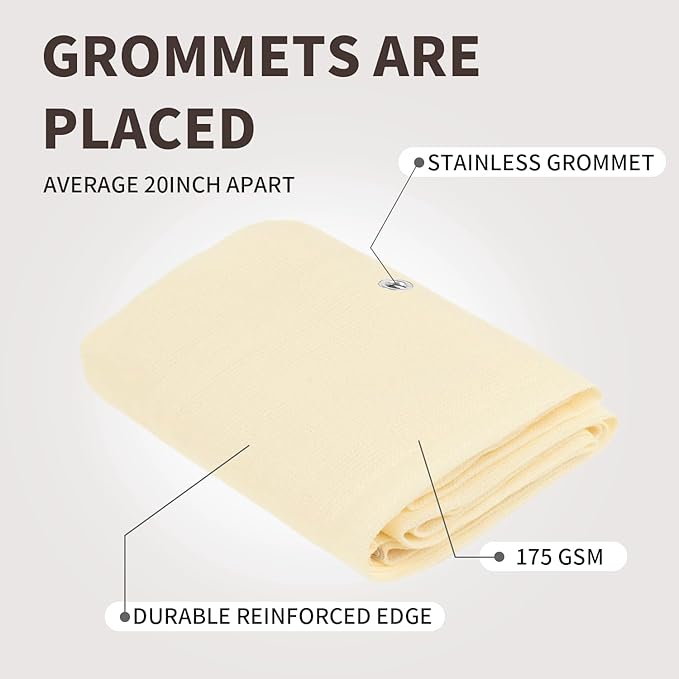 LOVE STORY Custom Size 3'x32' Butter Cream Balcony Privacy Screen,UV Block Privacy Fence Screen,90% Shield for Outdoor Pool Garden Apartment Railing