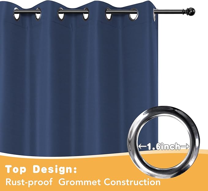 HolidayIdeas Outdoor Curtains for Patio Waterproof, 4 Panels - 54 x 108 Inch - Privacy Protection & Light Filtering Curtains Navy Grommet Outside Curtains for Porch, Gazebo, Pergola, Backyard