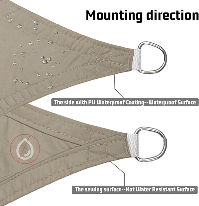 LOVE STORY Triangle 15'x15'x15' Waterproof Sun Shade Sail Canopy UV Block for Outdoor Patio Backyard Carport,Taupe(We Make Custom Size)