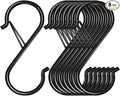 8 Pack S Hooks for Hanging, 3.5 inch Heavy Duty Metal S Hooks with Safety Buckle S Shaped Hooks Pot Rack Closet Hooks for Hanging Plants, Clothes, Kitchen Utensil, Pots, Pans, Bags (Black)