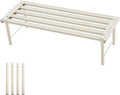 Metal Plant Stand, Rust-proof Aluminum Flower Pot Stand, Heavy Duty Planter Display Shelving for Patio Balcony Garden Living Room Decorative (White, 23.6 Inch)