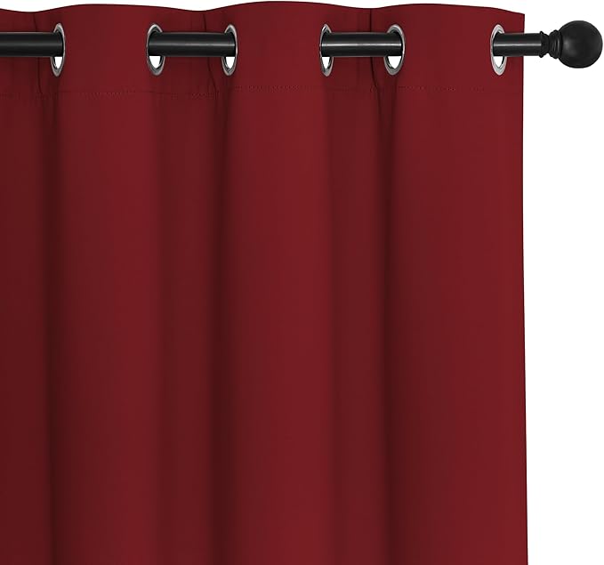 NICETOWN Patio Door Curtain Sound Blocking, Bedroom Privacy Room Divider Curtain, Thermal Insulated Blackout Closet Sliding Door Shade (1 Panel, 100" Wide x 120" Long, Burgundy Red)
