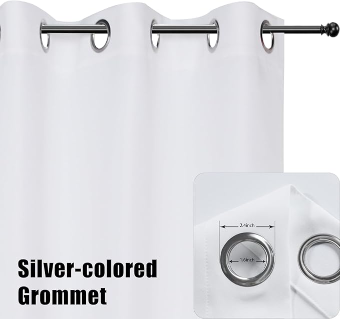 BONZER Waterproof Outdoor Curtains for Patio Porch Pergola Cabana Thick Privacy Wide Grommet Indoor Curtains for Bedroom Living Room, 1 Panel, 110W x 108L inch, White