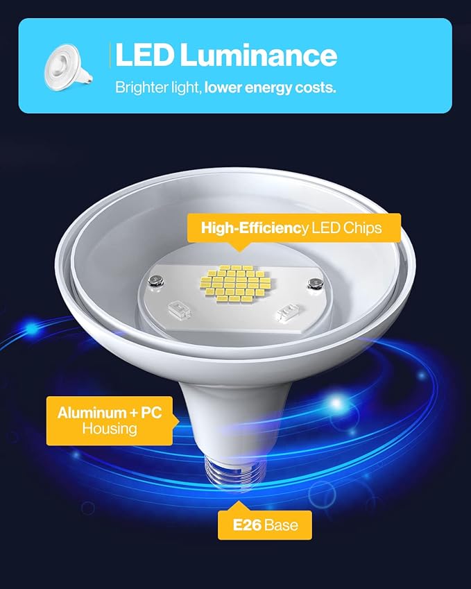 Sunco 30 Pack PAR38 LED Flood Light Outdoor Bulb, Waterproof Bright Dimmable 13W=100W, 5000K Daylight, 1050lm, E26 Base UL Energy Star Listed.