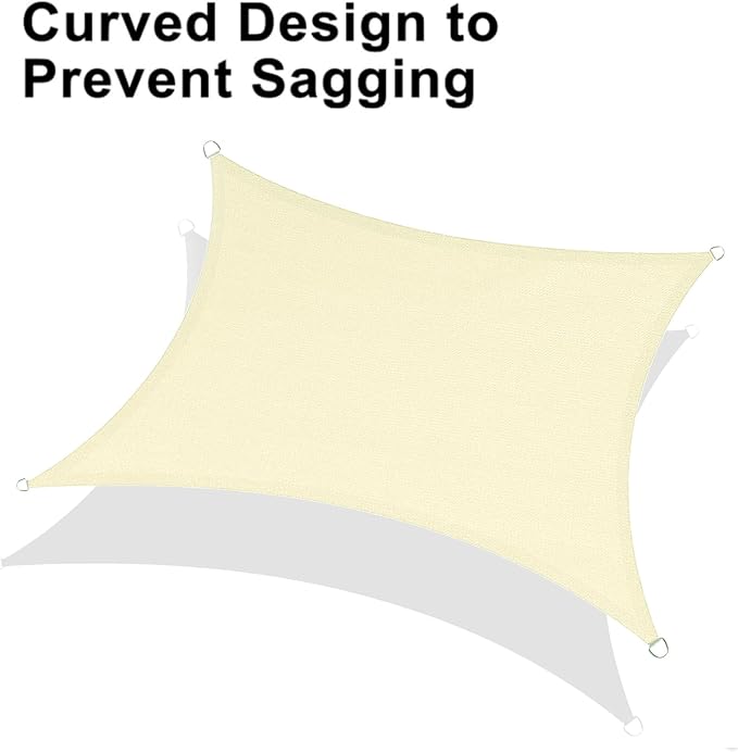 LOVE STORY Custom Size 5'x9' Butter Cream Sun Shade Sail Rectangle UV Block Canopy Patio Sail Sunshades Fabric for Outdoor Garden Carport (We Make Custom Size)