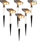 Solar Spotlights Outdoor Waterproof- 2 IN 1 Solar Spot Lights Outdoor with 2 Lighting Modes & PC Light Guide Column for Garden Yard Pathway | Warm Yellow 3000k Spotlights | IP65 Waterproof | 6 Pack